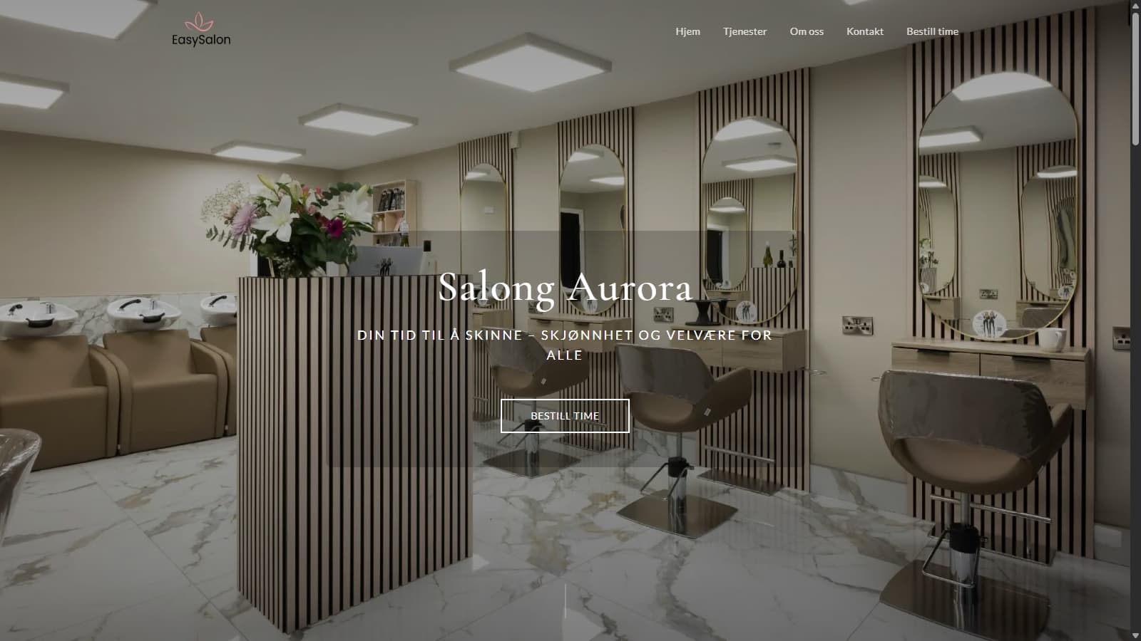 Eksempel på profesjonell nettside for salong laget med EasyPages