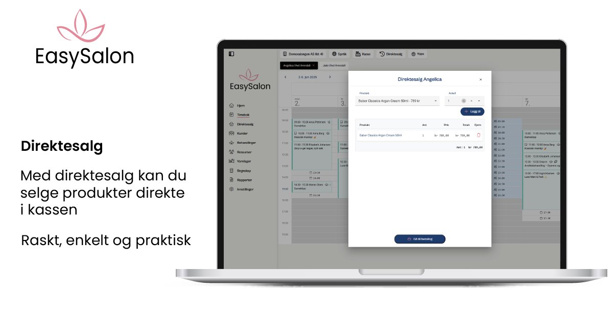 Direktesalg med Vipps og kort i EasySalon kassasystem
