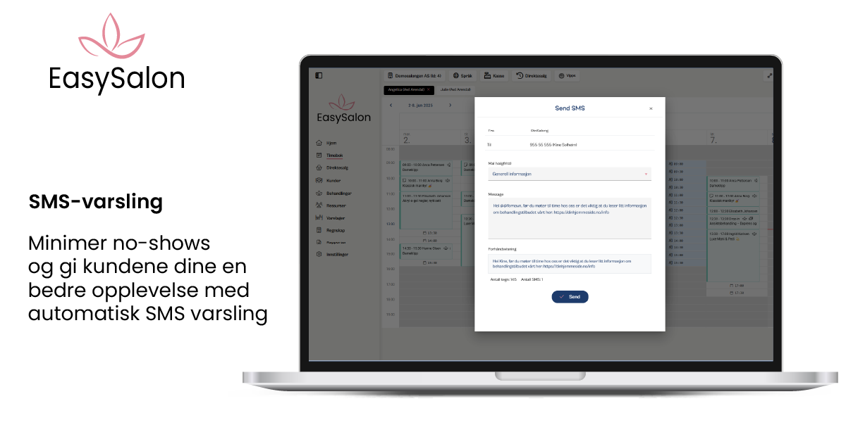 SMS-varsling i EasySalon kassasystem