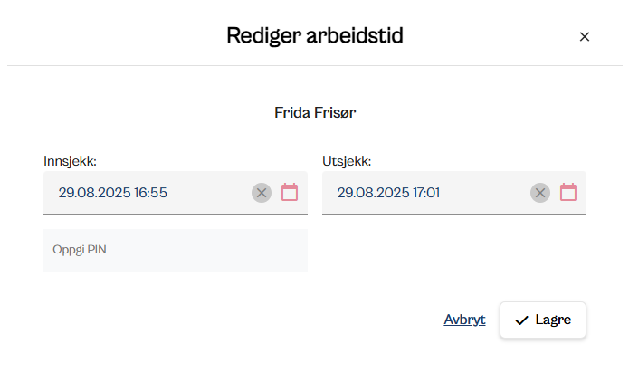 Endre registreringer