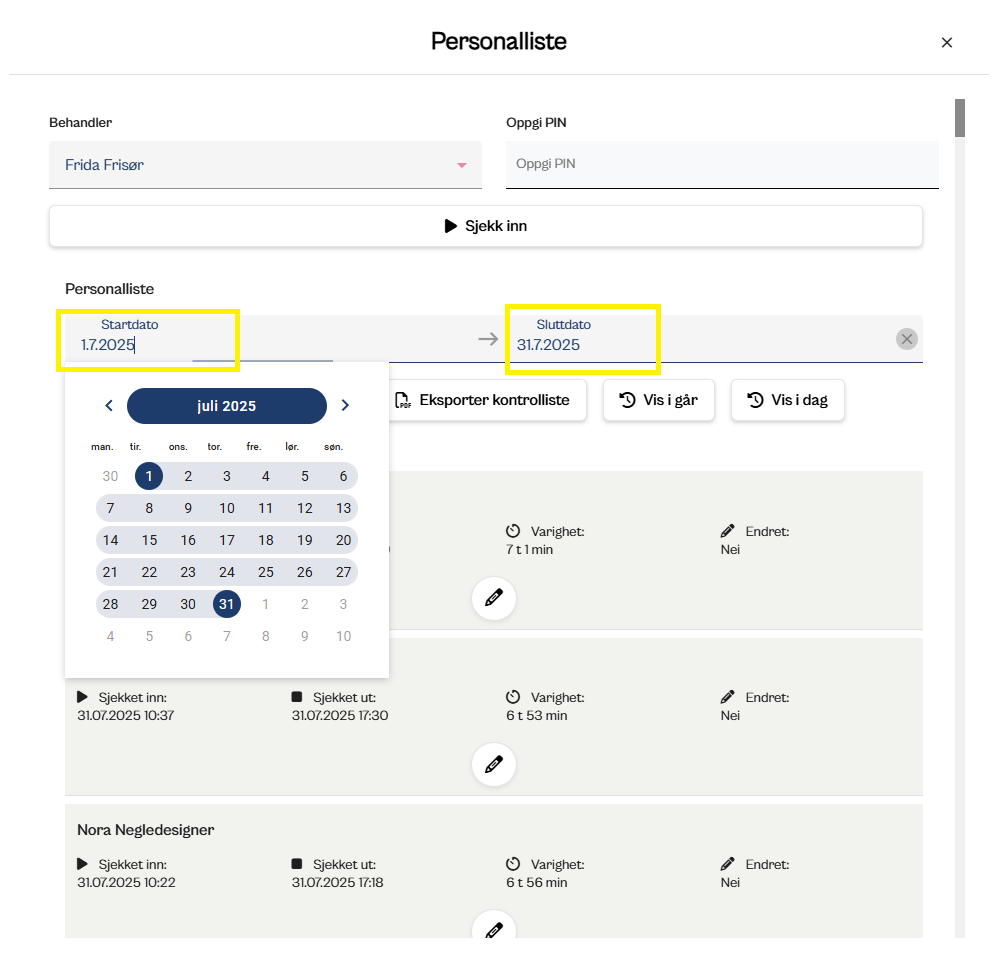 Skriv ut kontrolliste